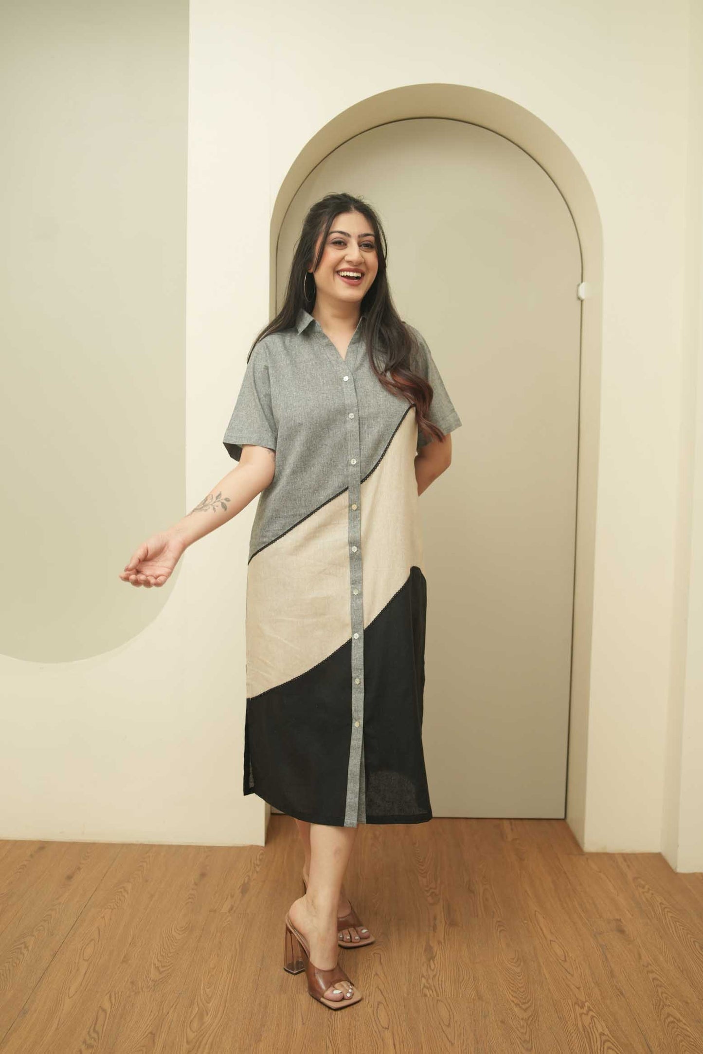 Moire Shirt Dress
