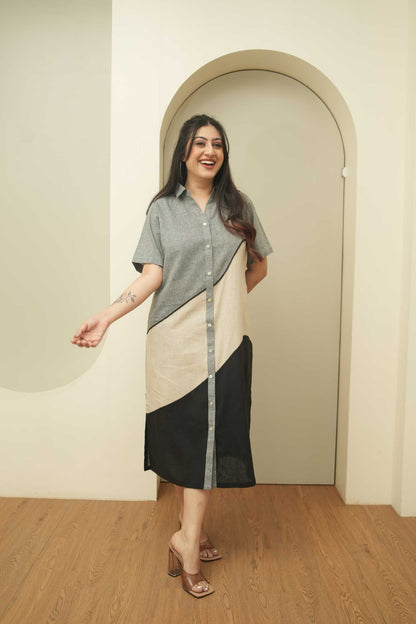 Moire Shirt Dress