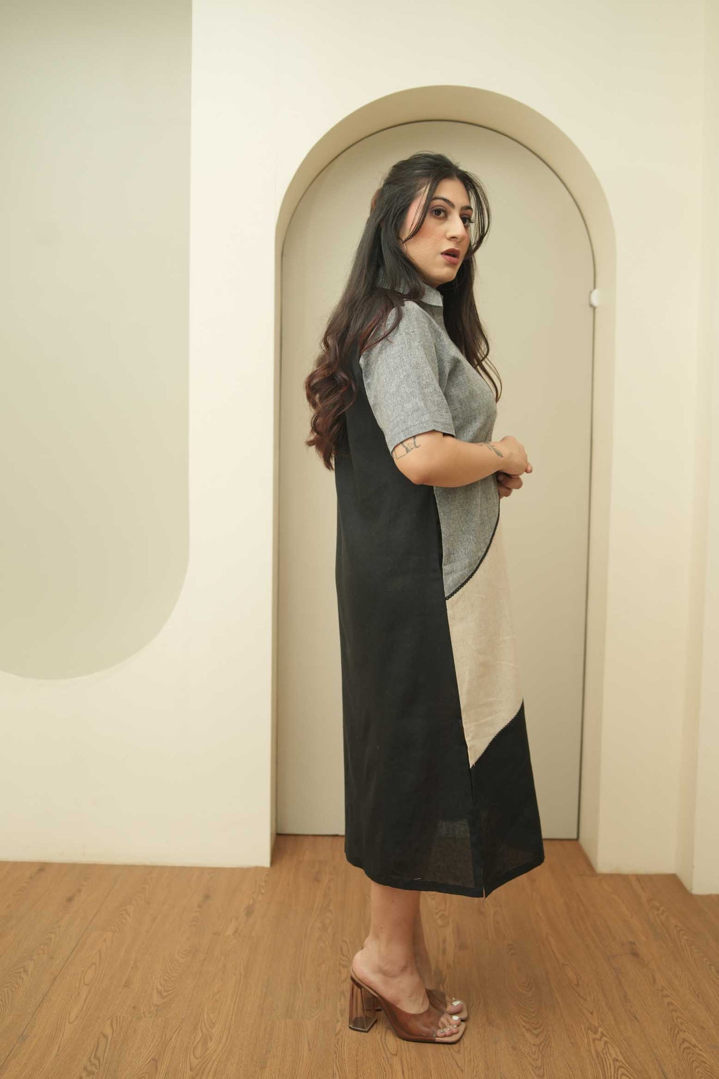 Moire Shirt Dress
