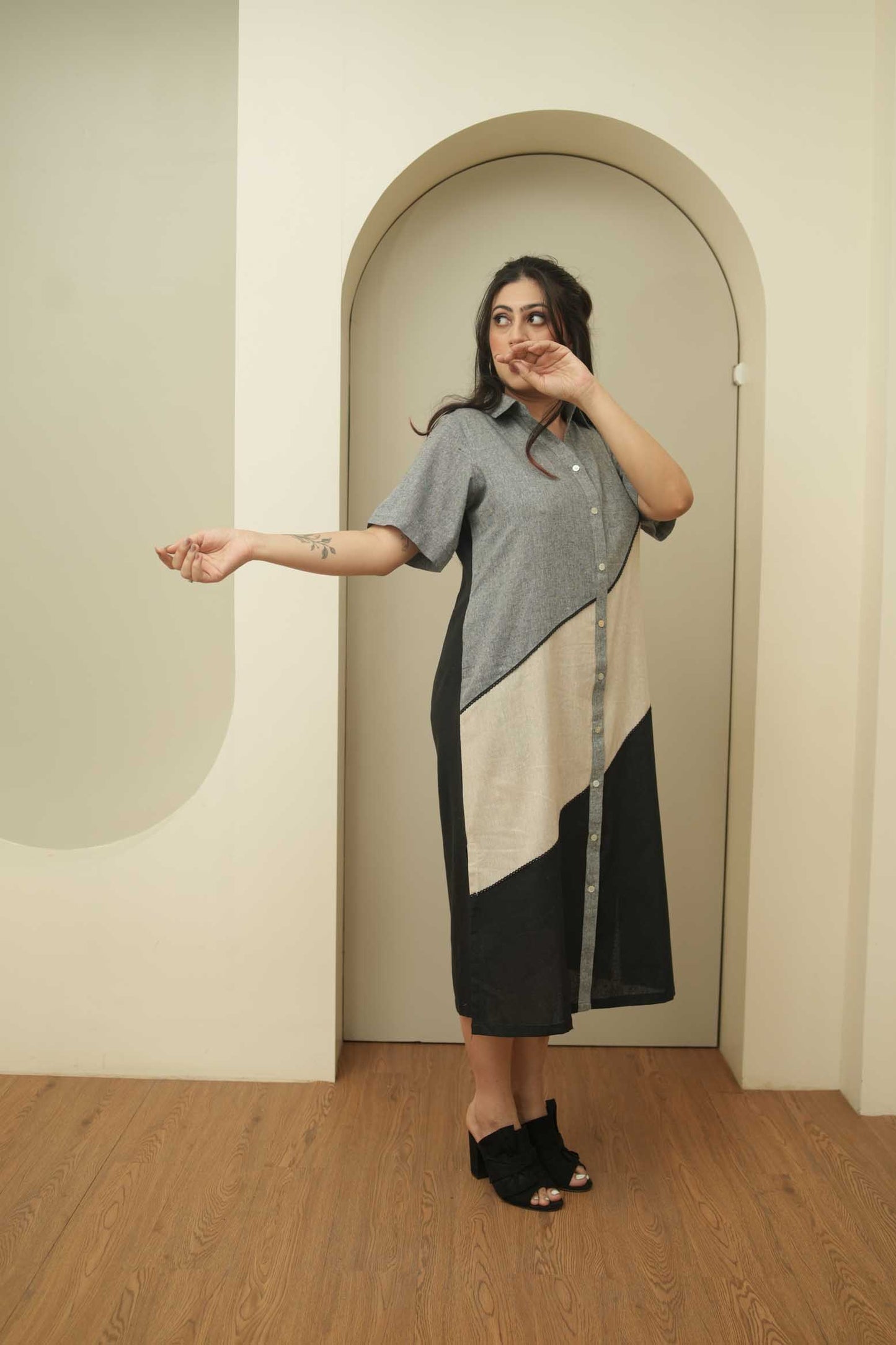 Moire Shirt Dress