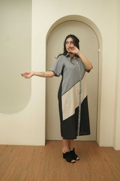 Moire Shirt Dress